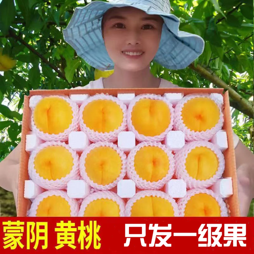 山东蒙阴锦绣黄桃黄金蜜桃毛桃新鲜桃子产地直发脆桃整箱