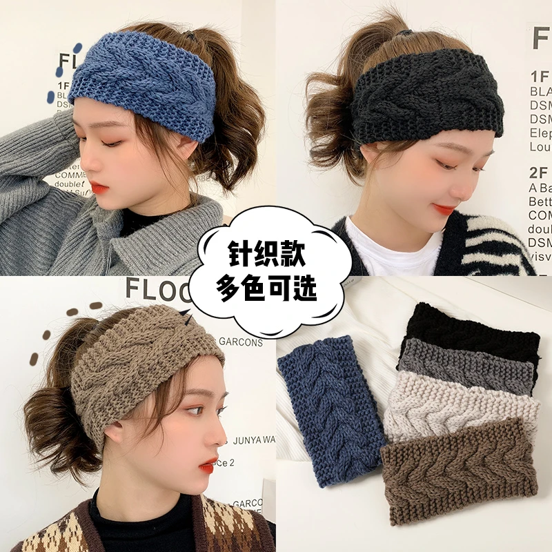 复古编织毛线针织束发带女秋冬外出宽边韩国时尚月子发夹发箍头饰