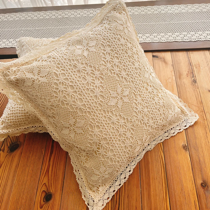 米色不含芯（50*50厘米）棉线钩针钩抱枕套