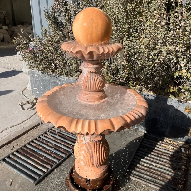 晚霞红材质喷泉庭院装饰流水摆件