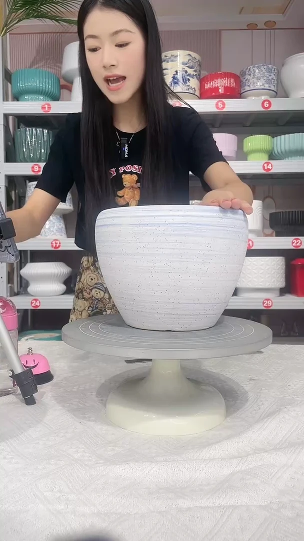 【闪购商品】陶瓷20CM以下高温陶瓷花盆-白水星21*17中