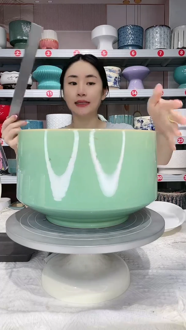 【闪购商品】陶瓷20CM以下高温陶瓷花盆-老绿光大26*17