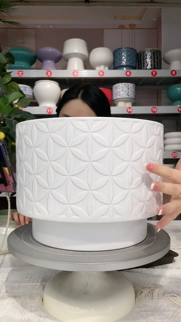 【闪购商品】陶瓷20CM以下高温陶瓷花盆-白雪大27*20