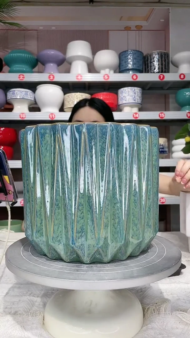 【闪购商品】陶瓷20CM以下高温陶瓷花盆-绿钻大25*21