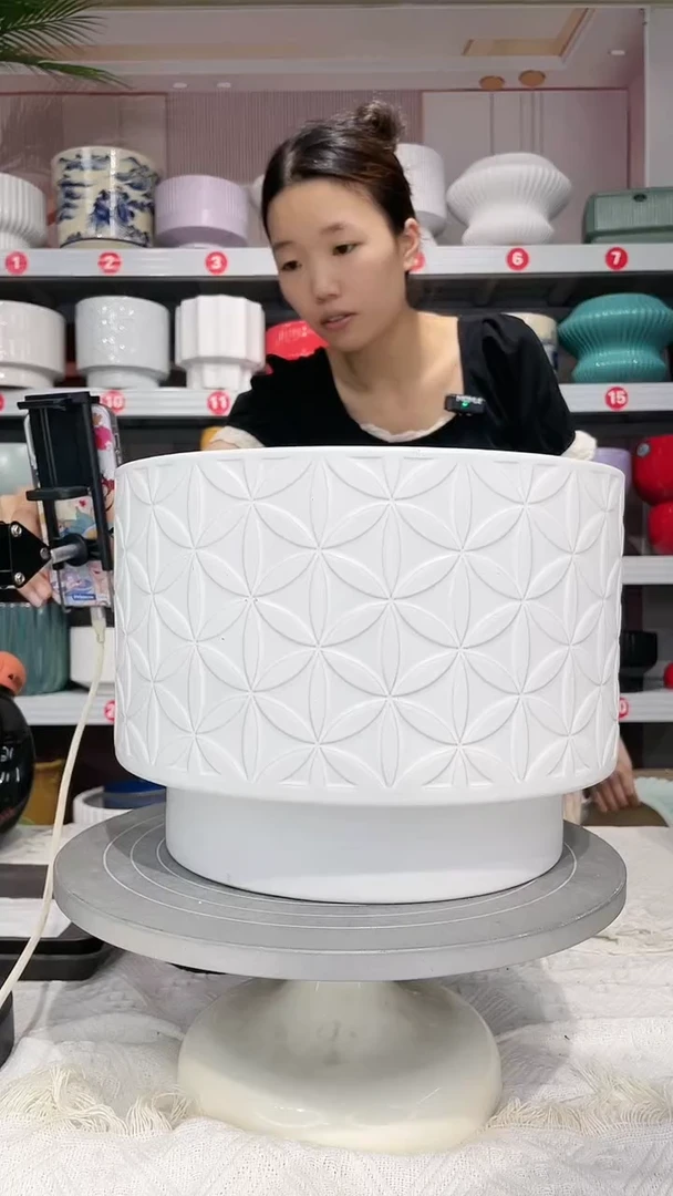 【闪购商品】陶瓷20CM以下高温陶瓷花盆-大白雪27*20