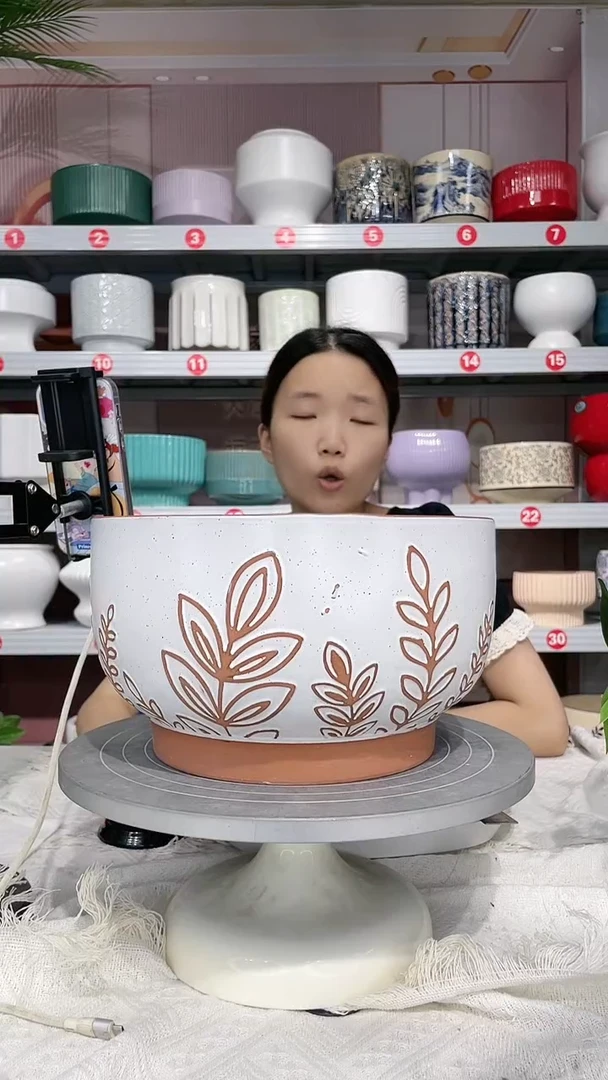 【闪购商品】陶瓷20CM以下高温陶瓷花盆-叶子25*15瑕疵