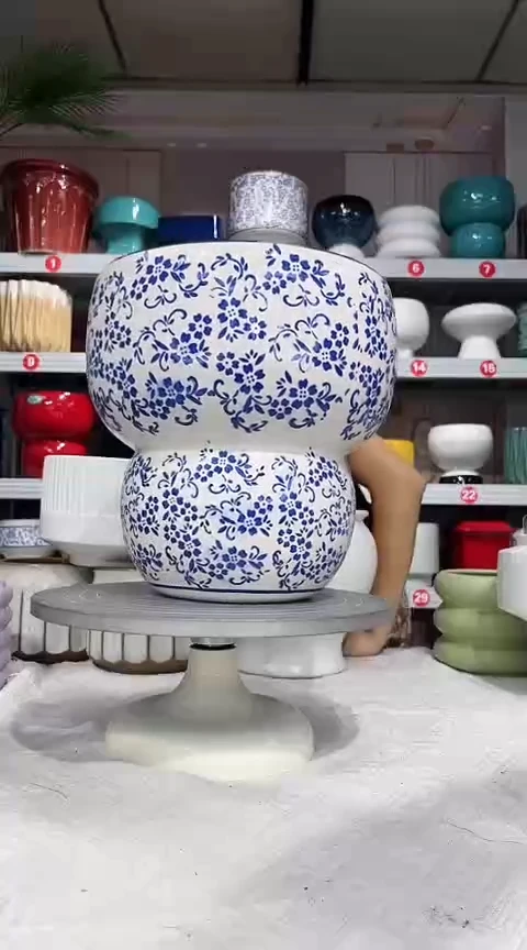 【闪购商品】陶瓷20CM以下高温陶瓷花盆-钩藤葫芦大25*26