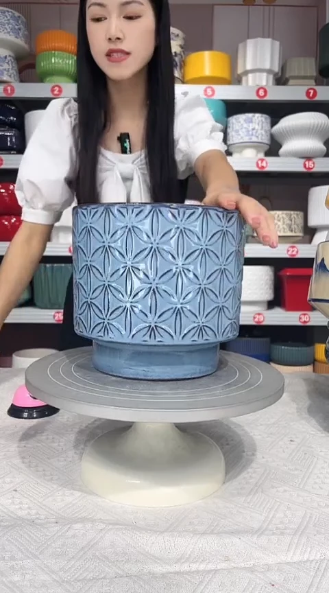 【闪购商品】陶瓷20CM以下高温陶瓷花盆-蓝雪20*18