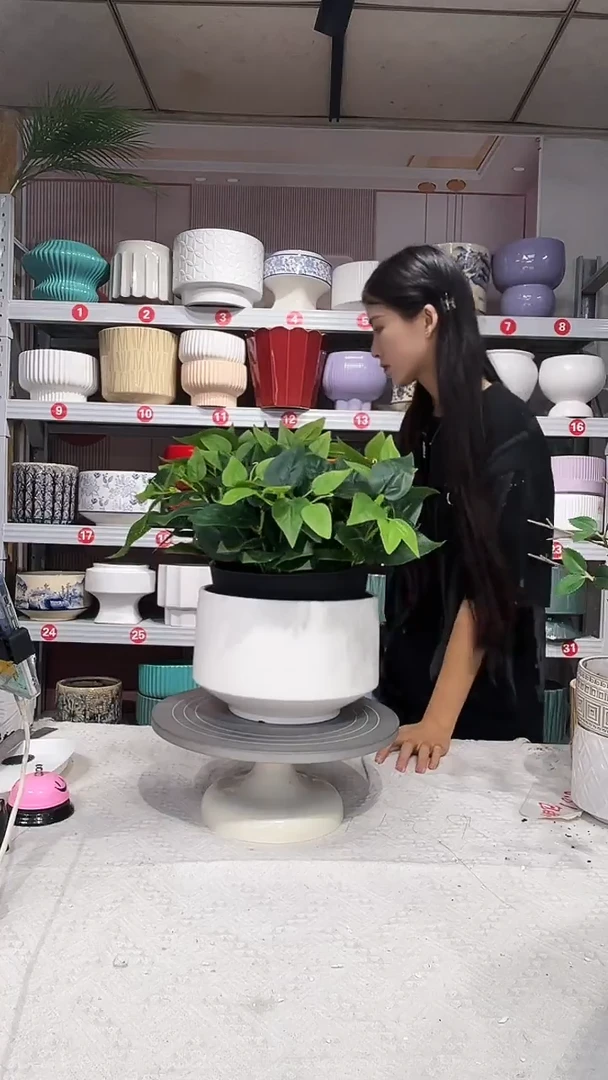 【闪购商品】陶瓷20CM以下高温陶瓷花盆 -小白光22*15