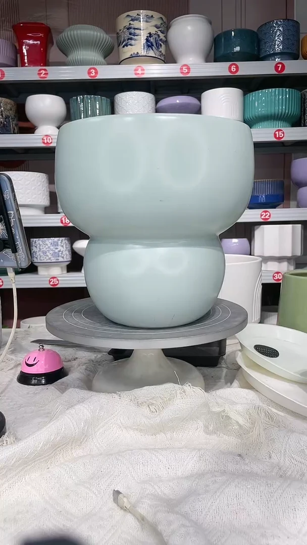 【闪购商品】陶瓷20CM以下高温陶瓷花盆-绿葫芦大25*26*