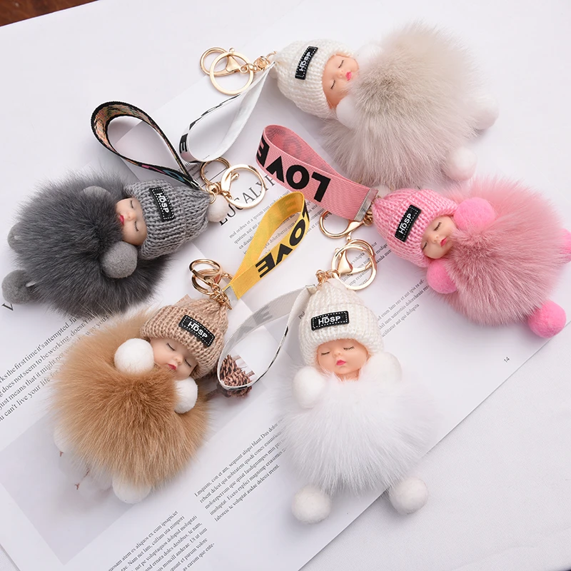 真，毛包包钥匙挂件，