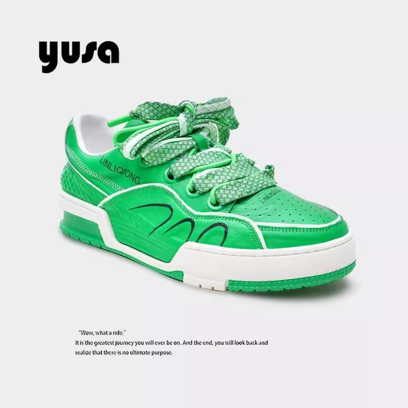 A67【40码】单码库存 24ss//潮牌百搭时尚垫内增高厚底真皮运动鞋子