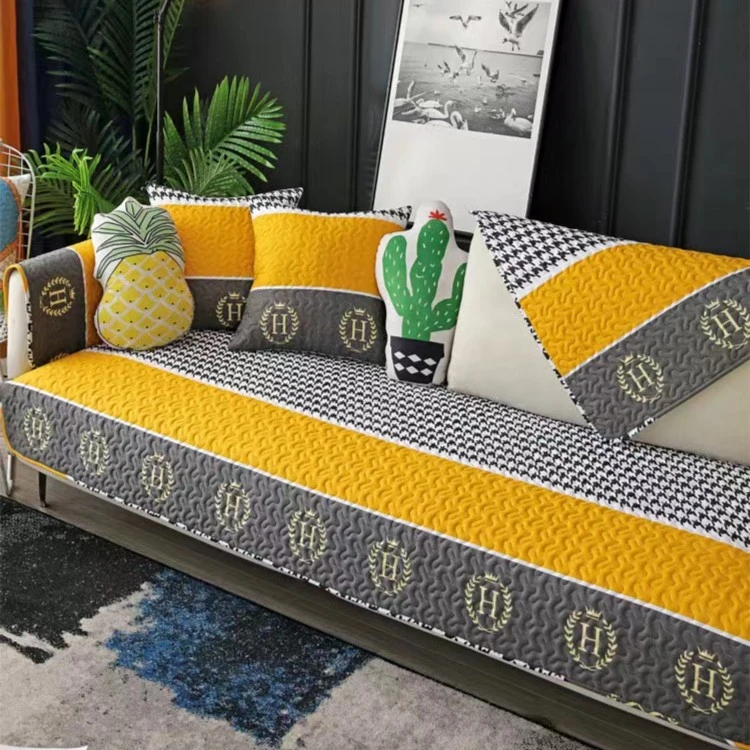 四季通用一套四片沙发垫莱卡棉全盖防滑欧式布艺沙发套罩家用坐垫