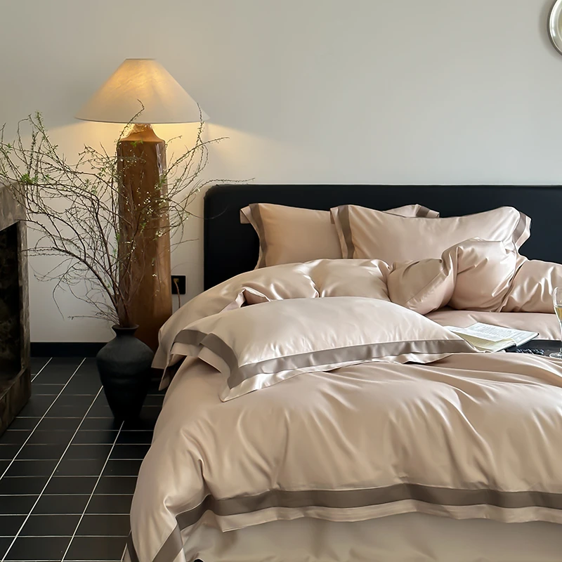 寐系列-新款天丝棉纯色双拼角简约轻奢四件套