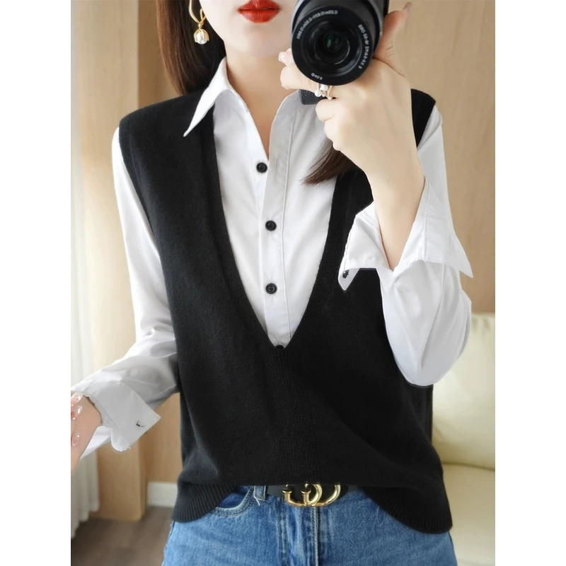 328#马甲针织衫显瘦气质时尚百搭v领47