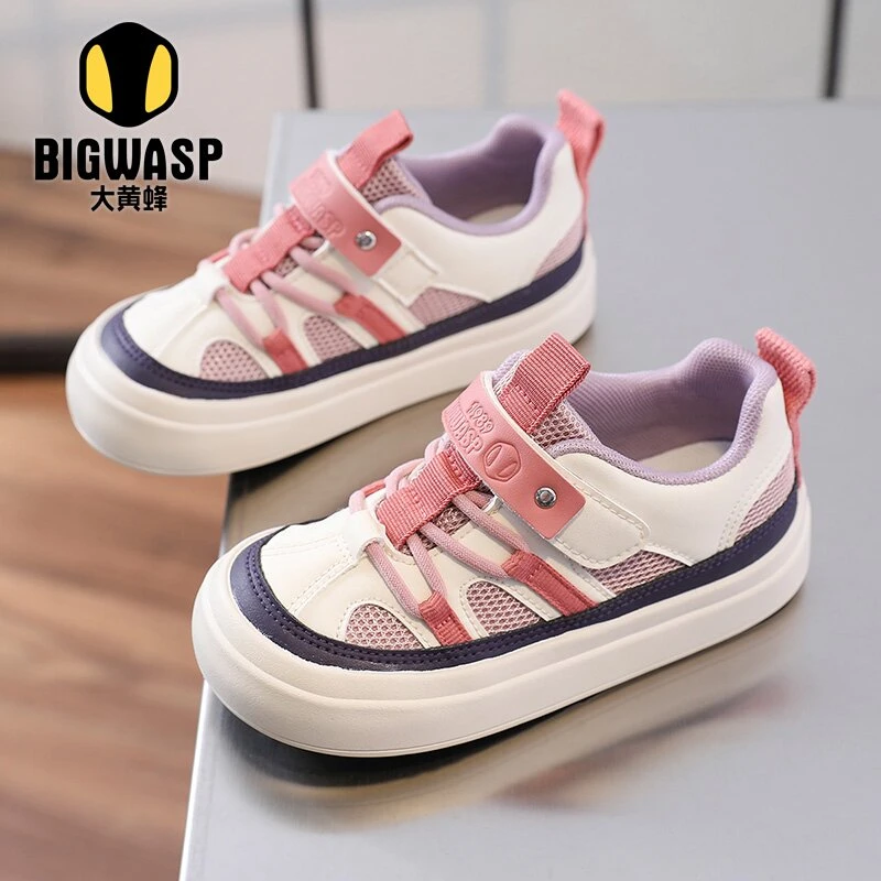 大黄蜂网面透气童鞋2025秋季男女同款百搭板鞋休闲防滑底儿童鞋