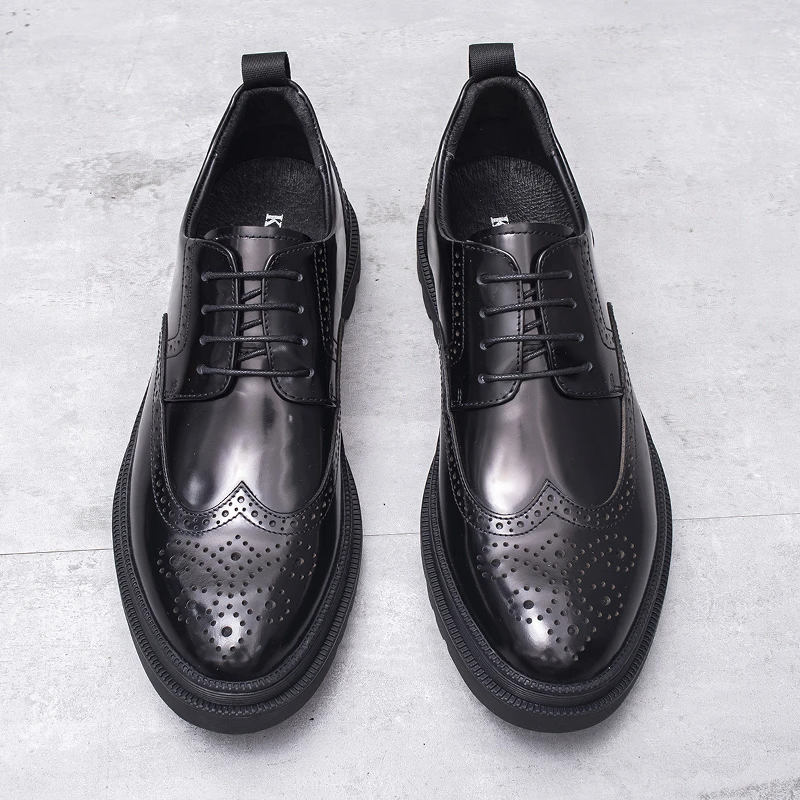 时尚皮鞋男款布洛克雕花男鞋百搭英伦真皮商务正装皮鞋新郎婚鞋潮