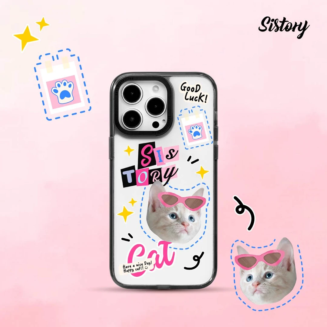 sistory 墨镜猫咪 可爱防摔耐用  适用iPhone1514promax 手机壳