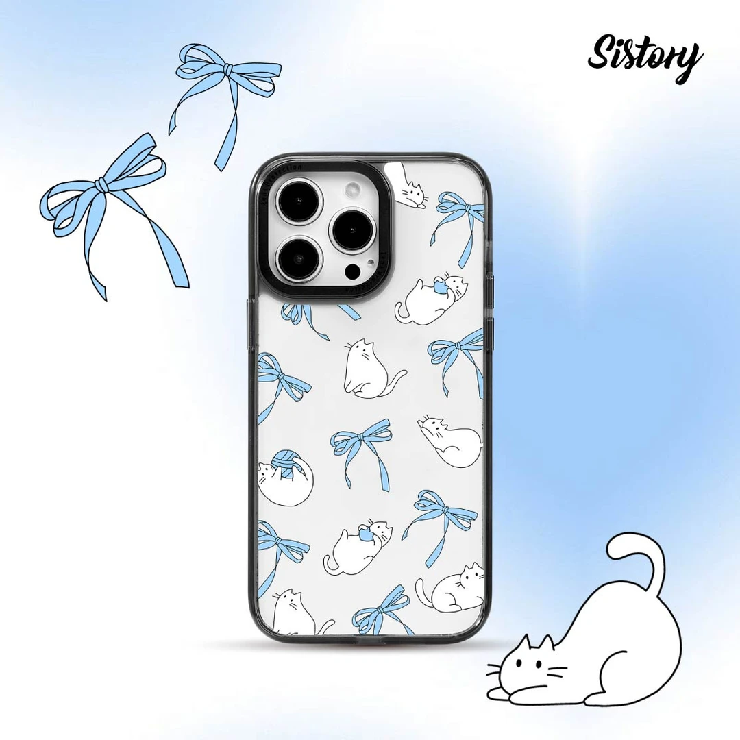 sistory蝴蝶结小猫 可爱时尚防摔耐用适用iPhone1516promax手机壳