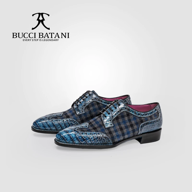 Scabal世家宝AutumnLeaves列搭配鳄鱼皮挪威缝琴底工艺系带德比鞋