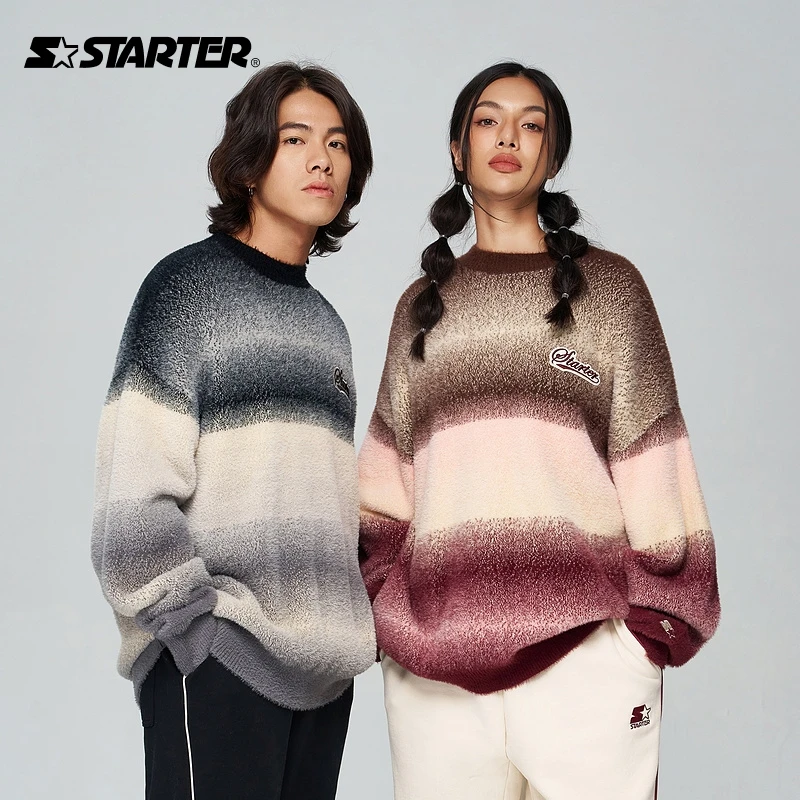 【早秋新款】STARTER宽松潮流慵懒风渐变拼色保暖时尚百搭外穿毛衣