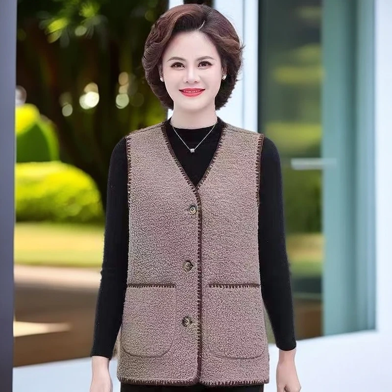 马甲外穿时尚马夹保暖短款网红秋冬春秋无袖无袖羊羔绒百搭拼色