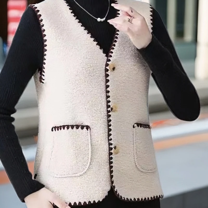 马夹短款颗粒绒小香风秋冬宽松女款春秋百搭时尚网红针织无袖马甲