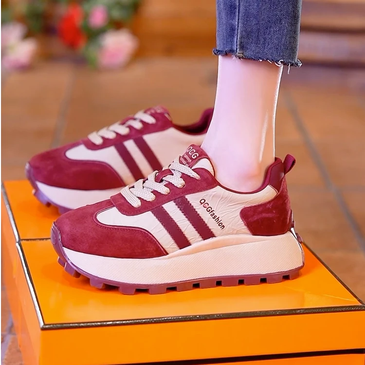 私魅秋冬新款增高加绒阿甘鞋软底舒适百搭厚底鞋