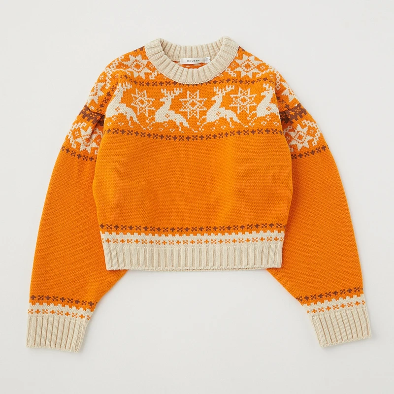 MOUSSY 秋冬圣诞小鹿北欧风套头针织毛衣女010FAS70-6580