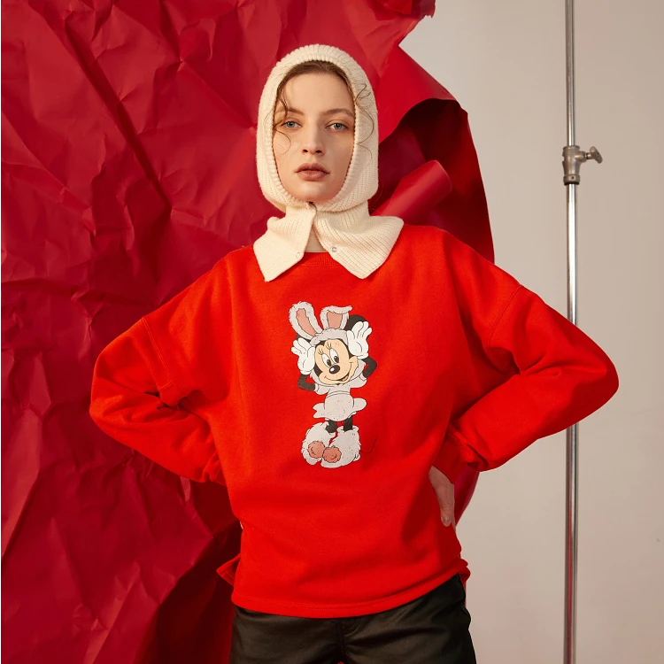 moussy 新款迪士尼联名米妮印花LOGO卫衣028FAY90-5180