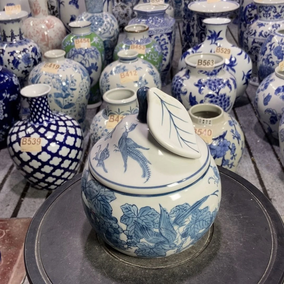 摆件茶叶手绘釉下彩