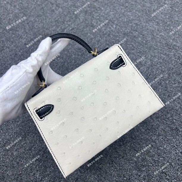 19cm稀有皮鸵鸟女士包包普翁卡女包