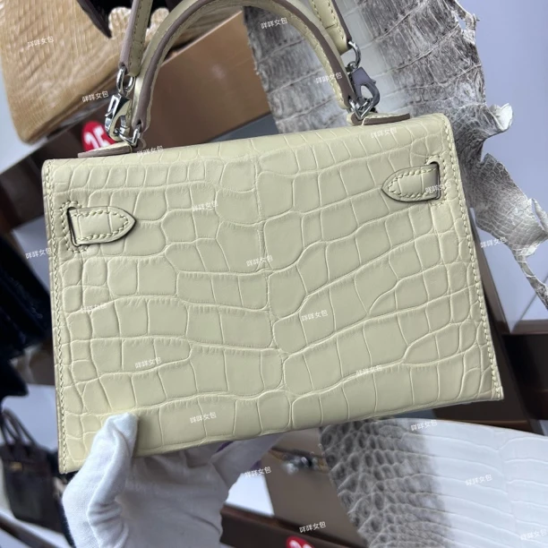 19cm鳄鱼皮全手工手缝制作包包