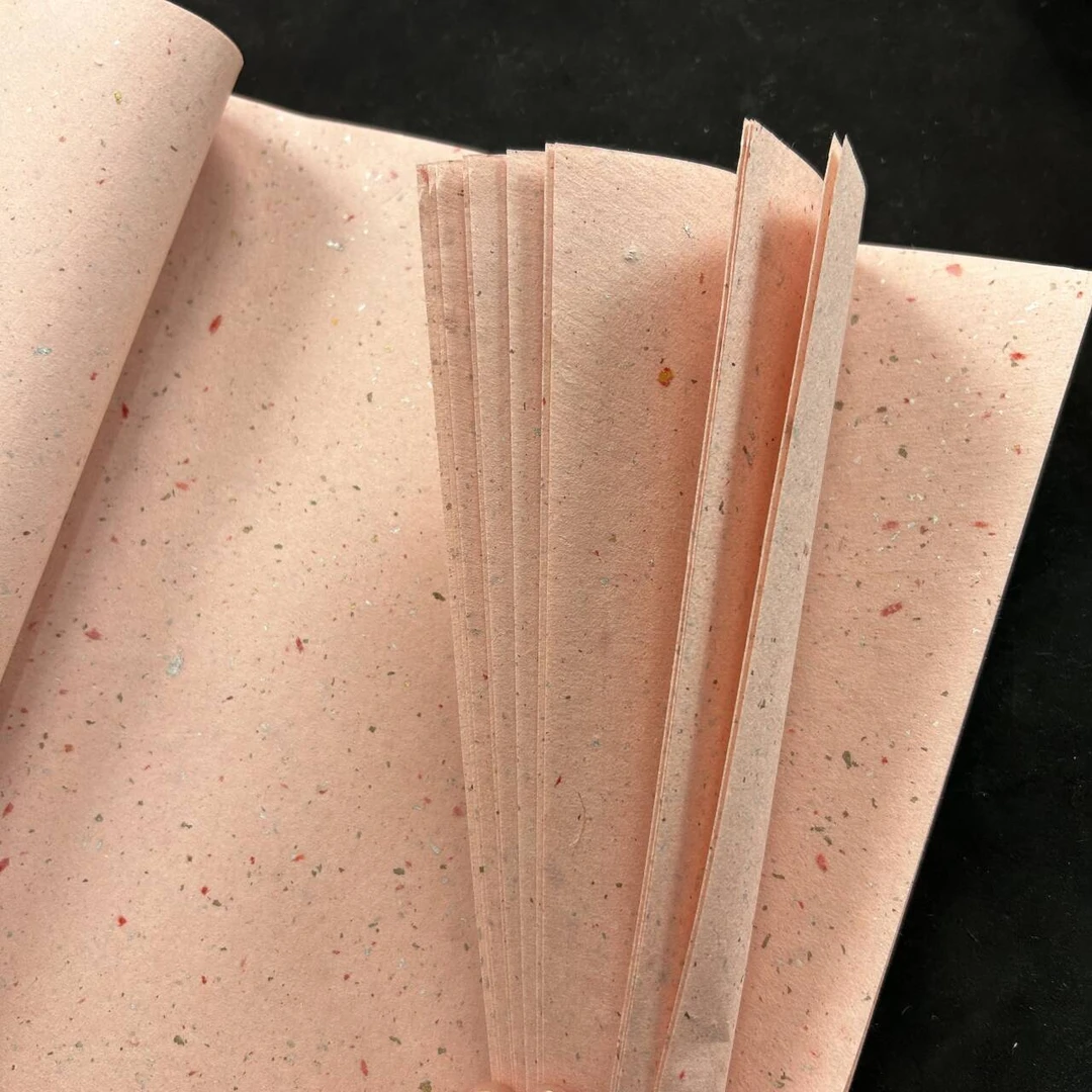 【桃花粉槽底纸】四尺对开书法花鸟创作宣纸  50张