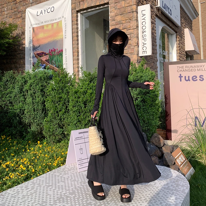 全身防晒衣女2024新款轻薄防紫外线超长款防晒服开衫掐腰修身外套