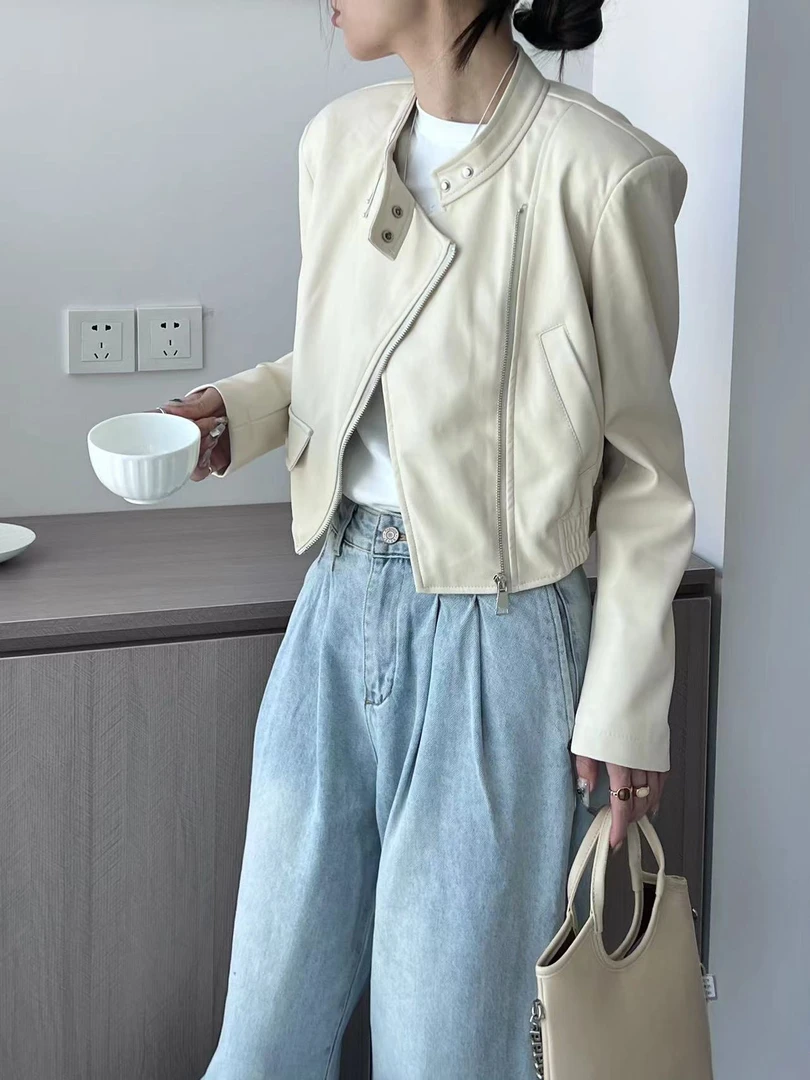 2024年时尚洋气小短皮衣夹克