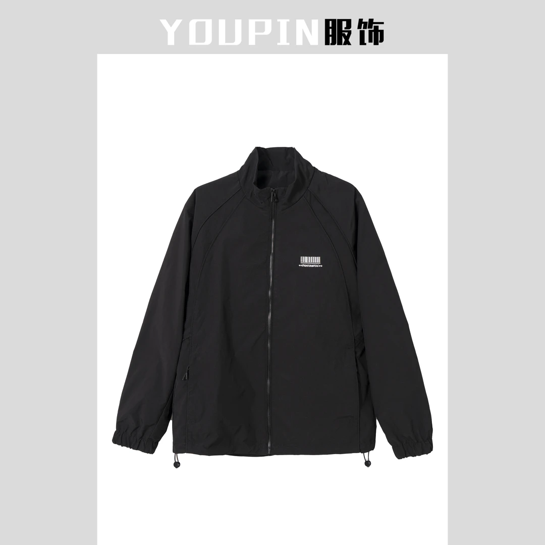 男士秋季男款冲锋衣刺绣简约设计百搭立领夹克外套YY183