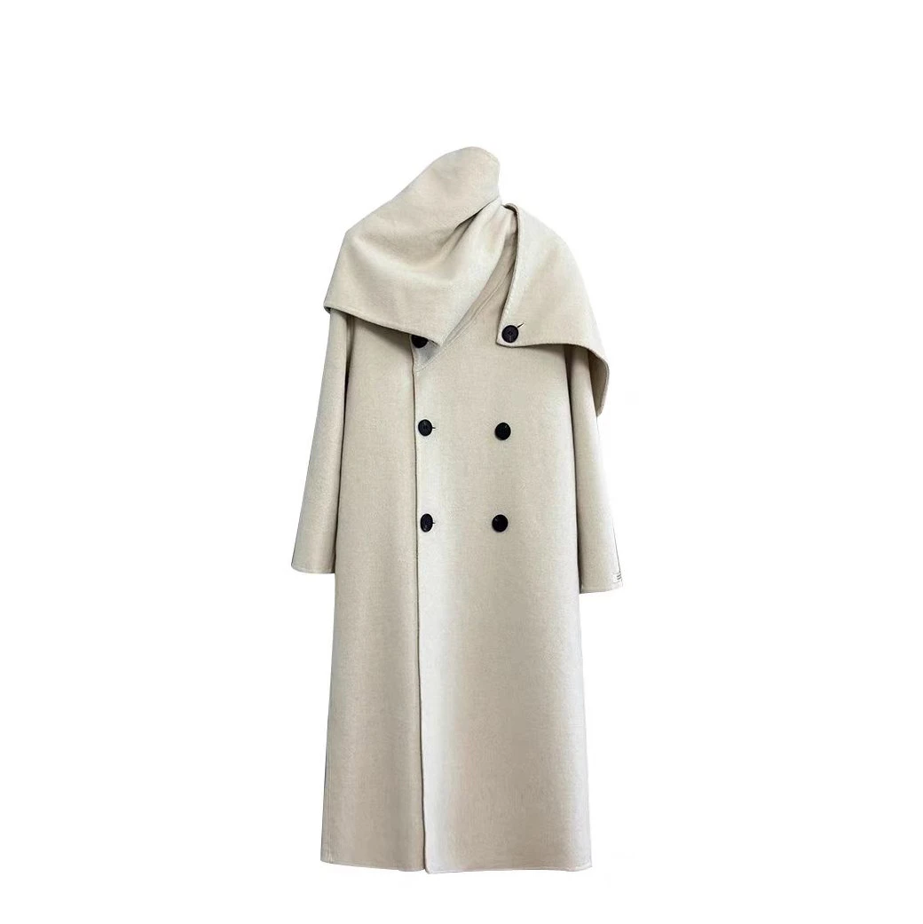 M58新款冬季围巾双面呢大衣中长款网红百搭时尚女士气质