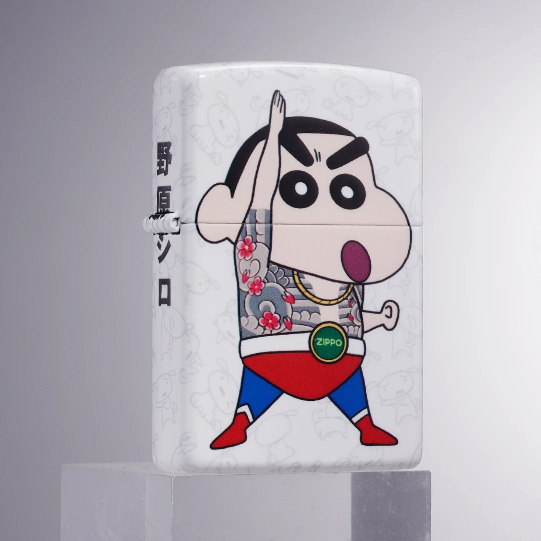 ZIPPO/之宝打火机彩印亮漆白色蜡笔小新社会人可爱网红DYJ1H1X1