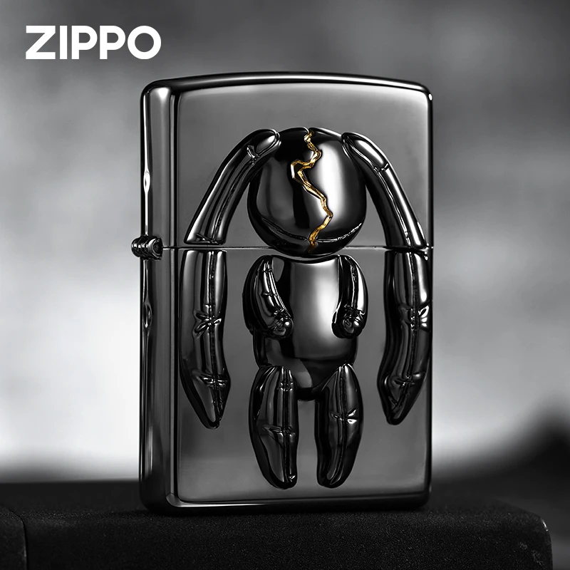 ZIPPO/之宝打火机太仓版闪耀黑兔黑冰贴章男士防风送礼TCJ1H1X1
