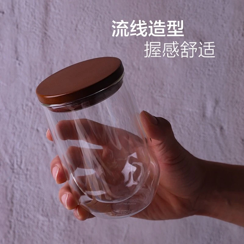 英国ORTOR玻璃杯家用双层隔热泡茶杯带盖办公水杯子待客水杯套装