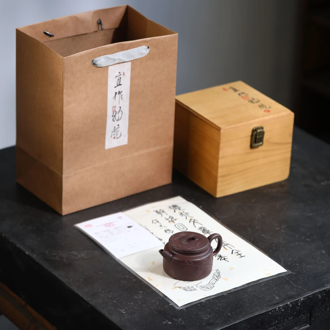 十竹斋 宜作物院  桥梁德钟壶  160cc  张萍 原矿老紫泥