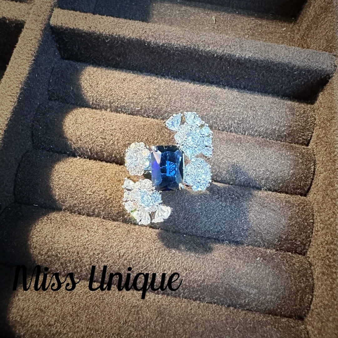 C3318蓝色方糖彗星戒指