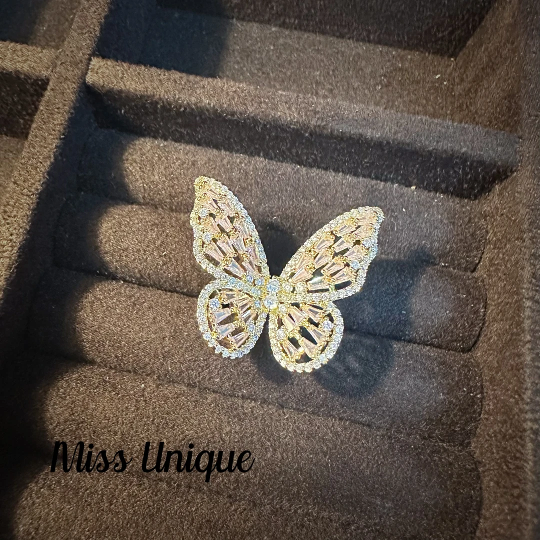 C3336粉色立体蝴蝶戒指