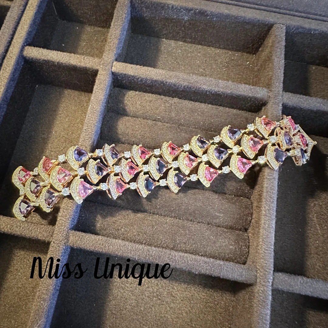 D5019外贸宽版紫色扇子手链