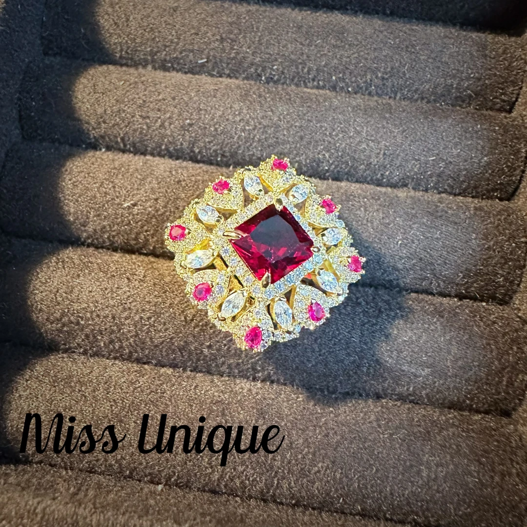 C3343红色几何戒指