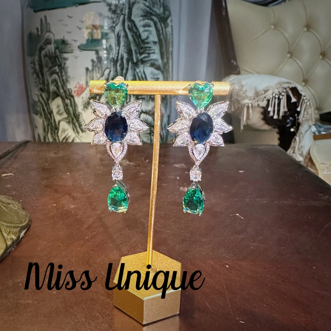 S6492 意式花园系列蓝绿色耳环