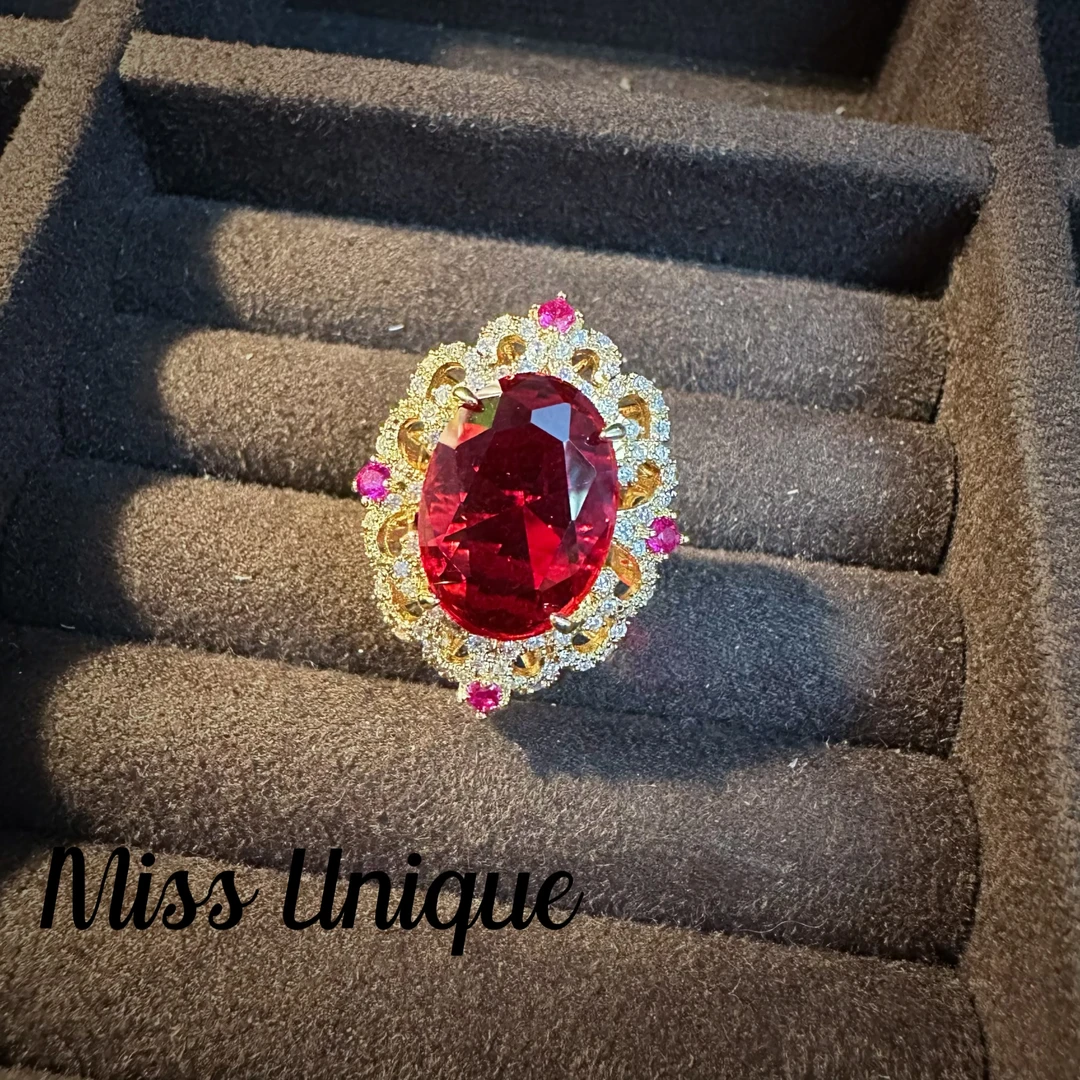 C3326宫廷风红色椭圆戒指