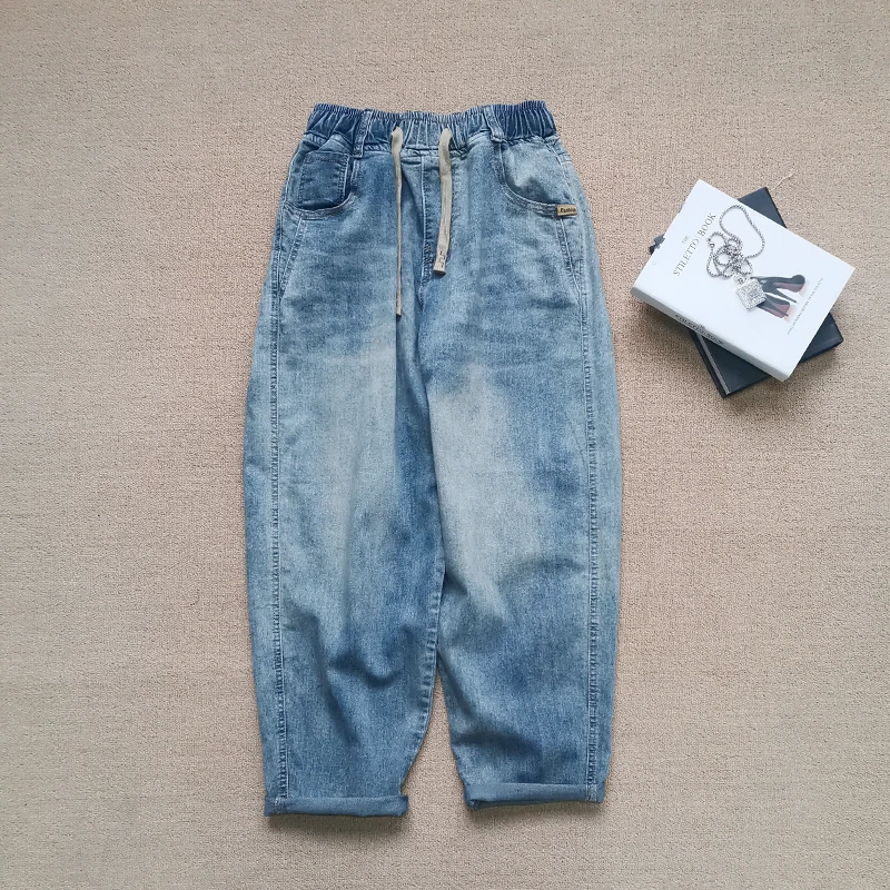 大锦家6509夏款欧货时尚百搭复古宽松潮流休闲做旧水洗哈伦老爹裤