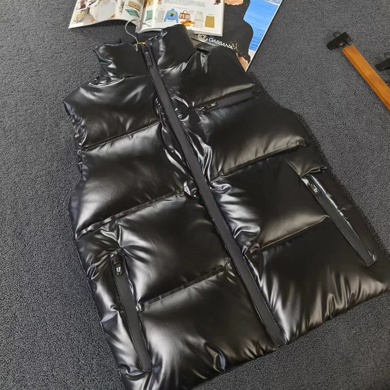 羽绒马甲男秋冬新款外穿加厚保暖防风防水潮流字母白鸭绒黑色马甲